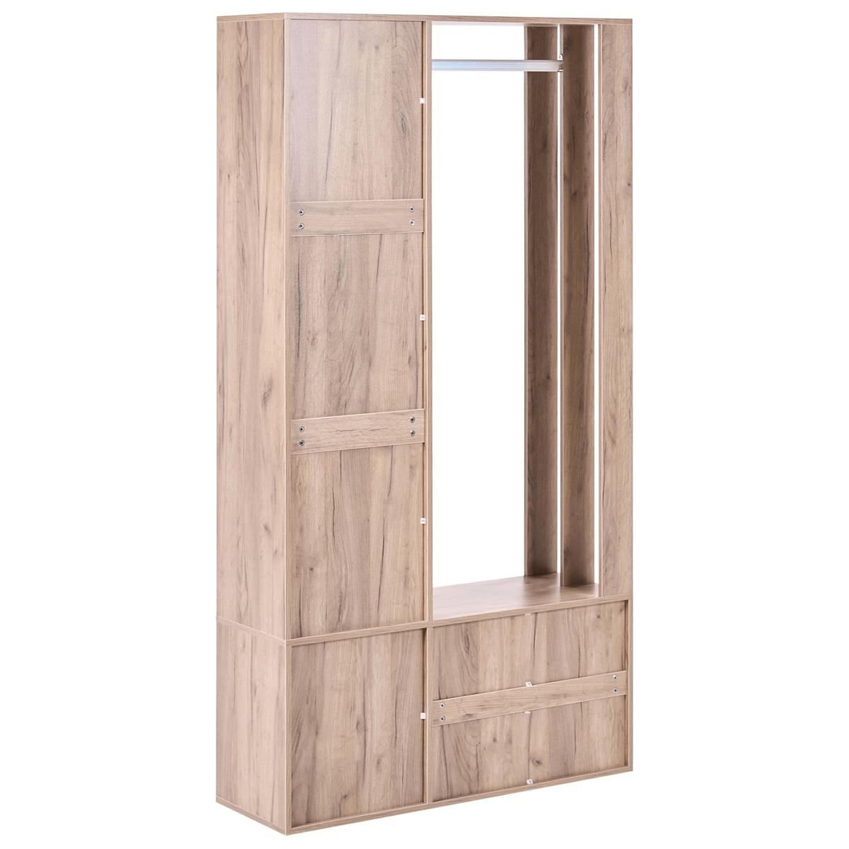 KLEIDERSCHRANK Hellbraun Quesnel - Hellbraun/Braun, Holzwerkstoff (100/190/35cm) - Beliani