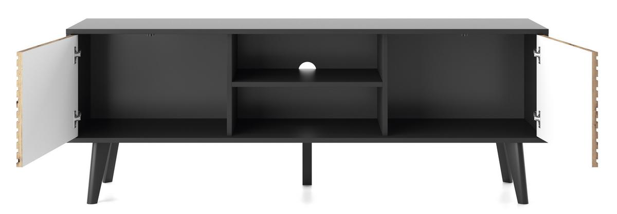 TV-ELEMENT CONE RTV 154 - Eichefarben/Schwarz, Holzwerkstoff (154/56/39cm) - Lookway