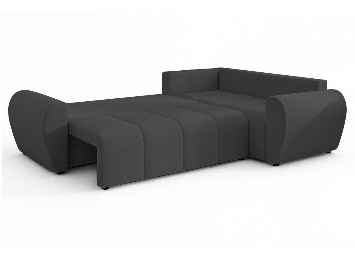 ECKSOFA L Form Malatya MAX Dunkelgrau 246/145/80 cm stilvolle mit Schlaffunktion R - Dunkelgrau/Schwarz, Kunststoff/Textil (235/175cm) - AX Living