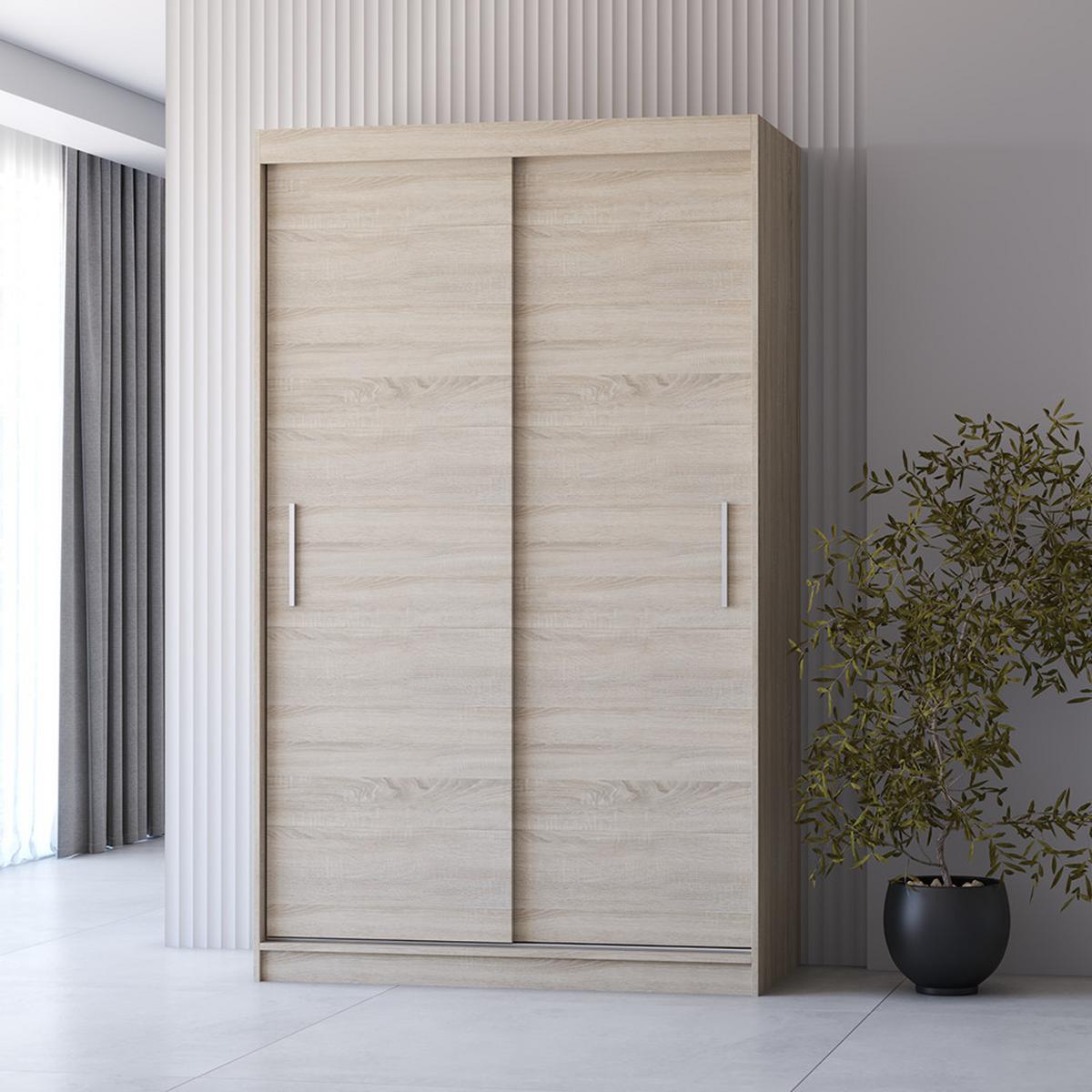 SCHWEBETÜRENSCHRANK Neomi 04 ohne Spiegel Sonoma Eiche, Sonoma Eiche 120 cm - Alufarben/Sonoma Eiche, Holzwerkstoff/Kunststoff (120/200/61cm) - imoebel24