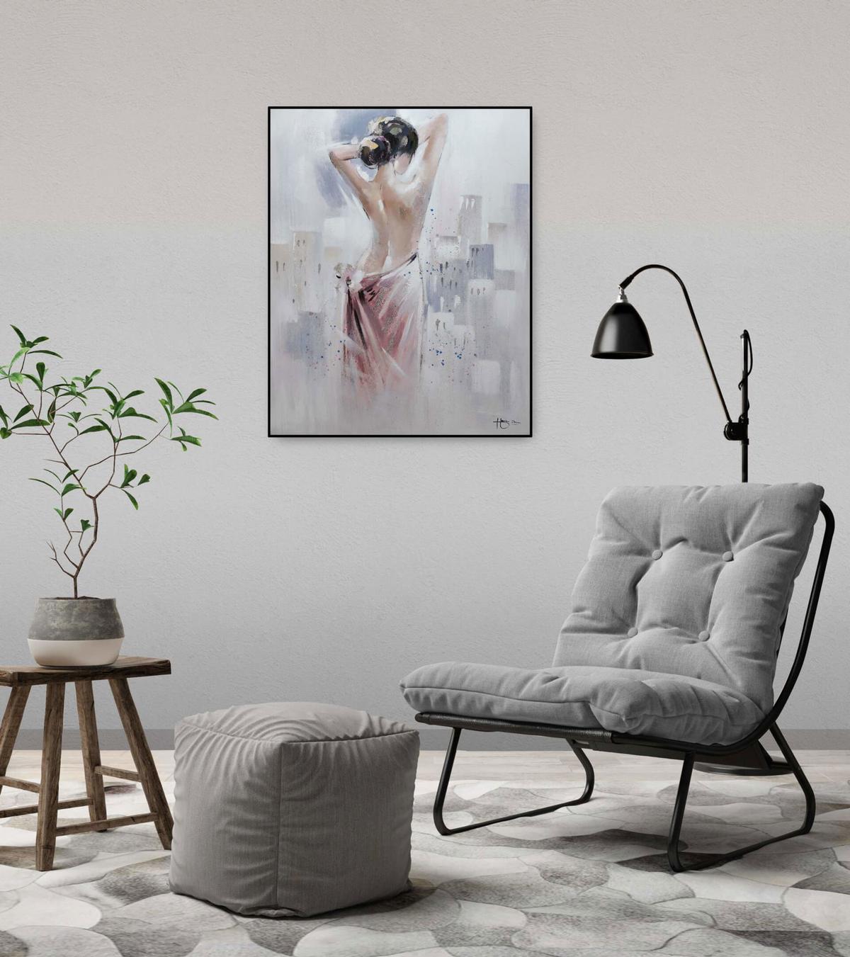 ACRYLBILD HANDGEMALT 80/100 cm - Pink/Weiß, Holz/Textil (80/100cm) - KUNSTLOFT