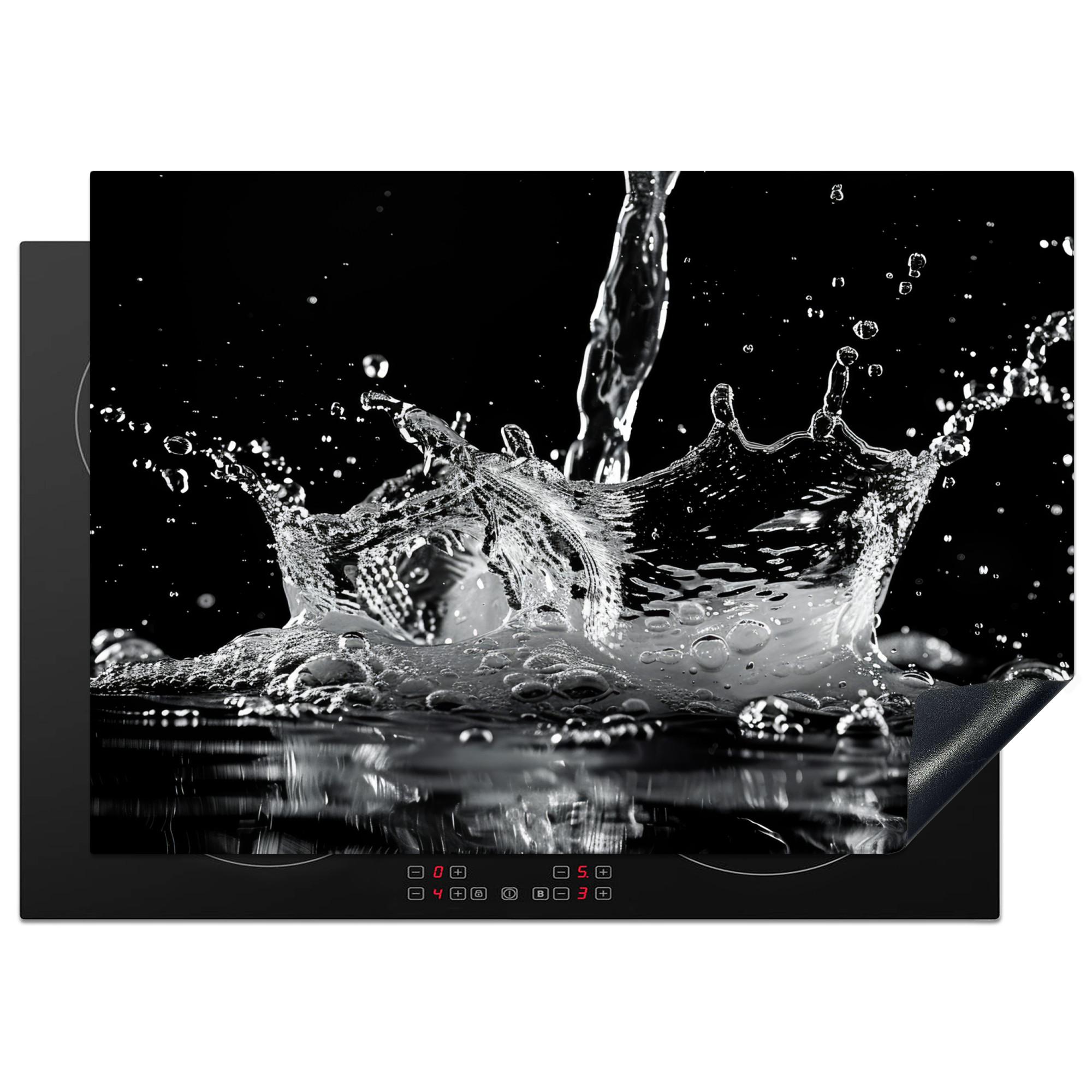 HERDABDECKPLATTE Wasser - Spritzwasser - Schwarz Herdabdeckung Induktionsfeld 75x52 cm - Schwarz, Kunststoff (75/52/0.2cm) - MuchoWow