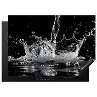 HERDABDECKPLATTE Wasser - Spritzwasser - Schwarz Herdabdeckung Induktionsfeld 75x52 cm - Schwarz, Kunststoff (75/52/0.2cm) - MuchoWow