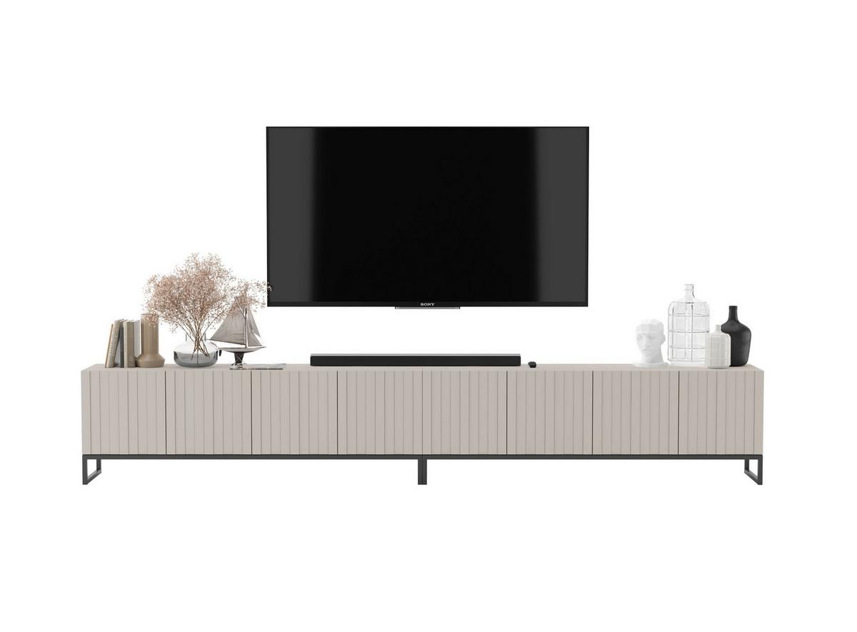 TV-LOWBOARD 2er-Set Elpis Kaschmir matt mit schwarzem Metallrahmen 150 cm - Kaschmir, Holzwerkstoff (300/51.5/36.5cm) - Meble Lindner
