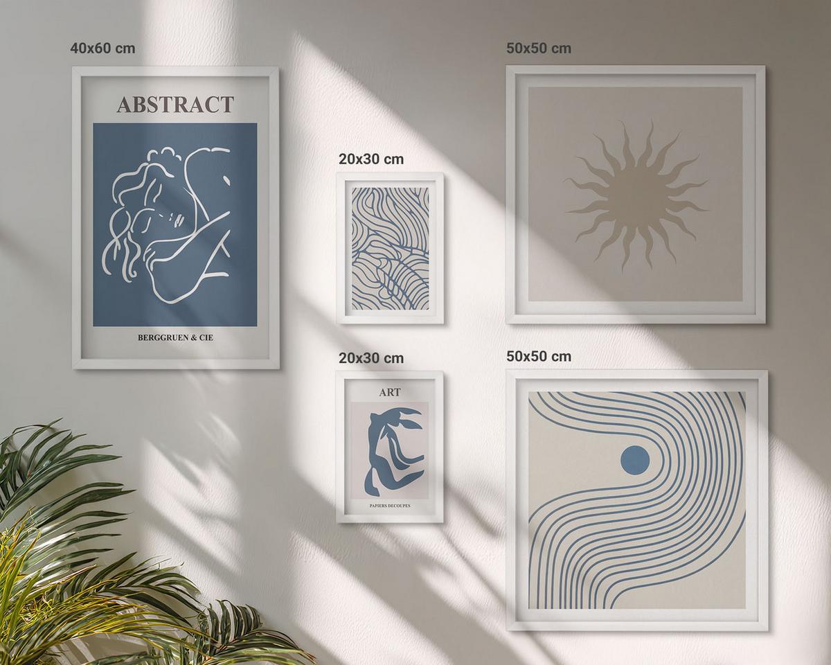 BILDER SET 5er Set - 50x50 cm & 20x30 cm & 40x60 cm Weißer Rahmen - Matisses stilvolle abstrakte Muster - Weiß, Kunststoff (40/60cm) - TULUP