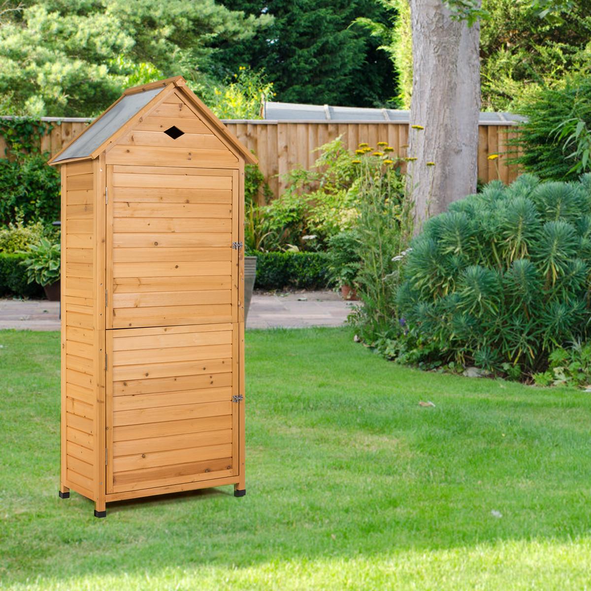 GERÄTESCHUPPEN natürliche Holzoptik - Apfelbaumfarben, Holz (80/177/45cm) - COSTWAY