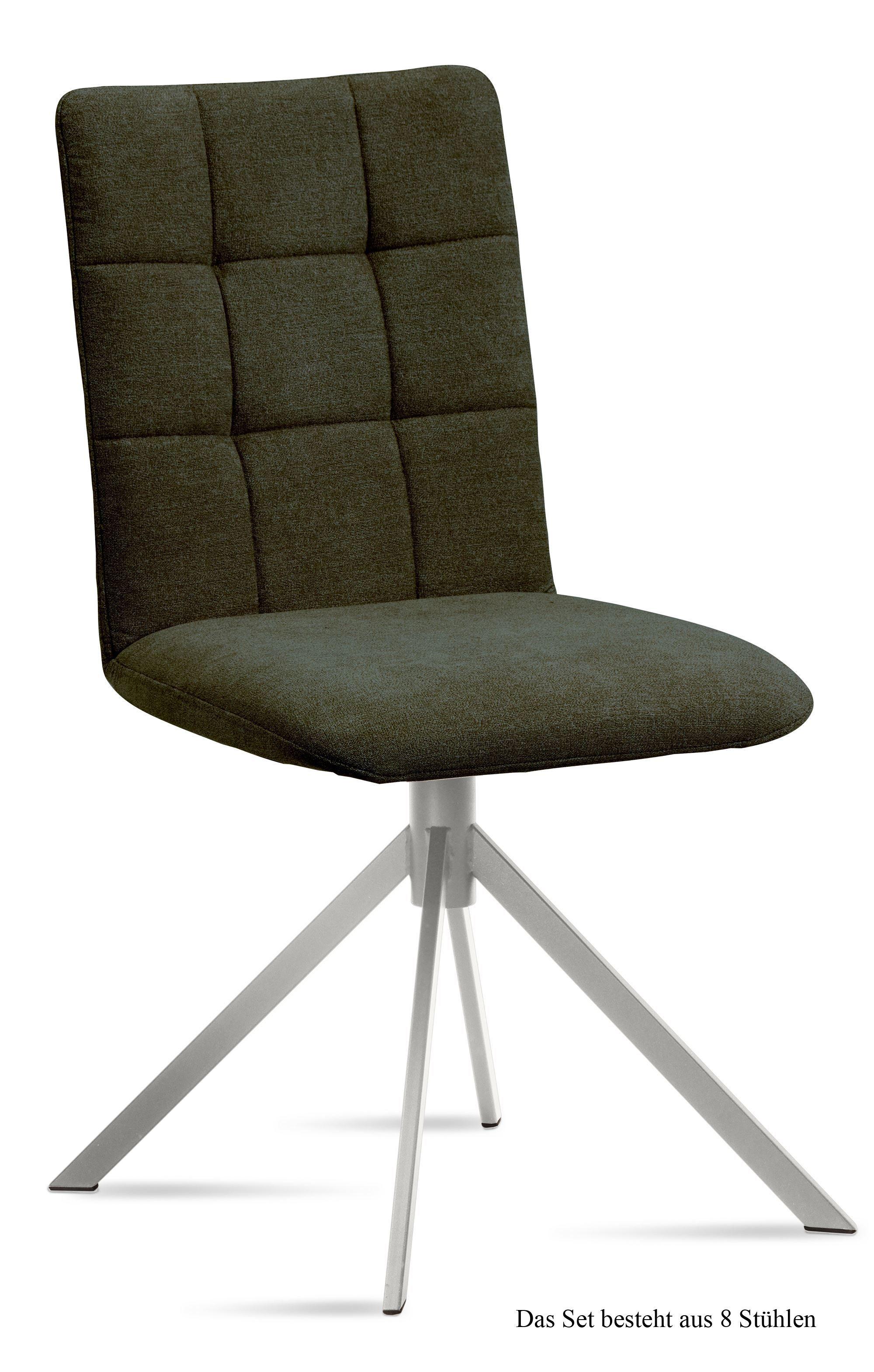 ESSZIMMERSTUHL (8er-Set) Dorise 47x91x60 Edelstahl/Khaki - Dunkelgrün/Edelstahlfarben, Kunststoff (60/91/47cm) - 58aufmkessel