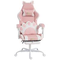 GAMING-STUHL Kunstleder Rosa - Rosa/Weiß, Kunststoff/Textil (53/128/63.5cm) - Vinsetto
