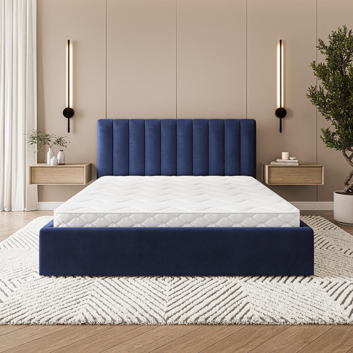 POLSTERBETT DEMERA MGV 200x200 cm mit Bettkästen - Blau - Blau, Holz (200/200cm) - MASSENO