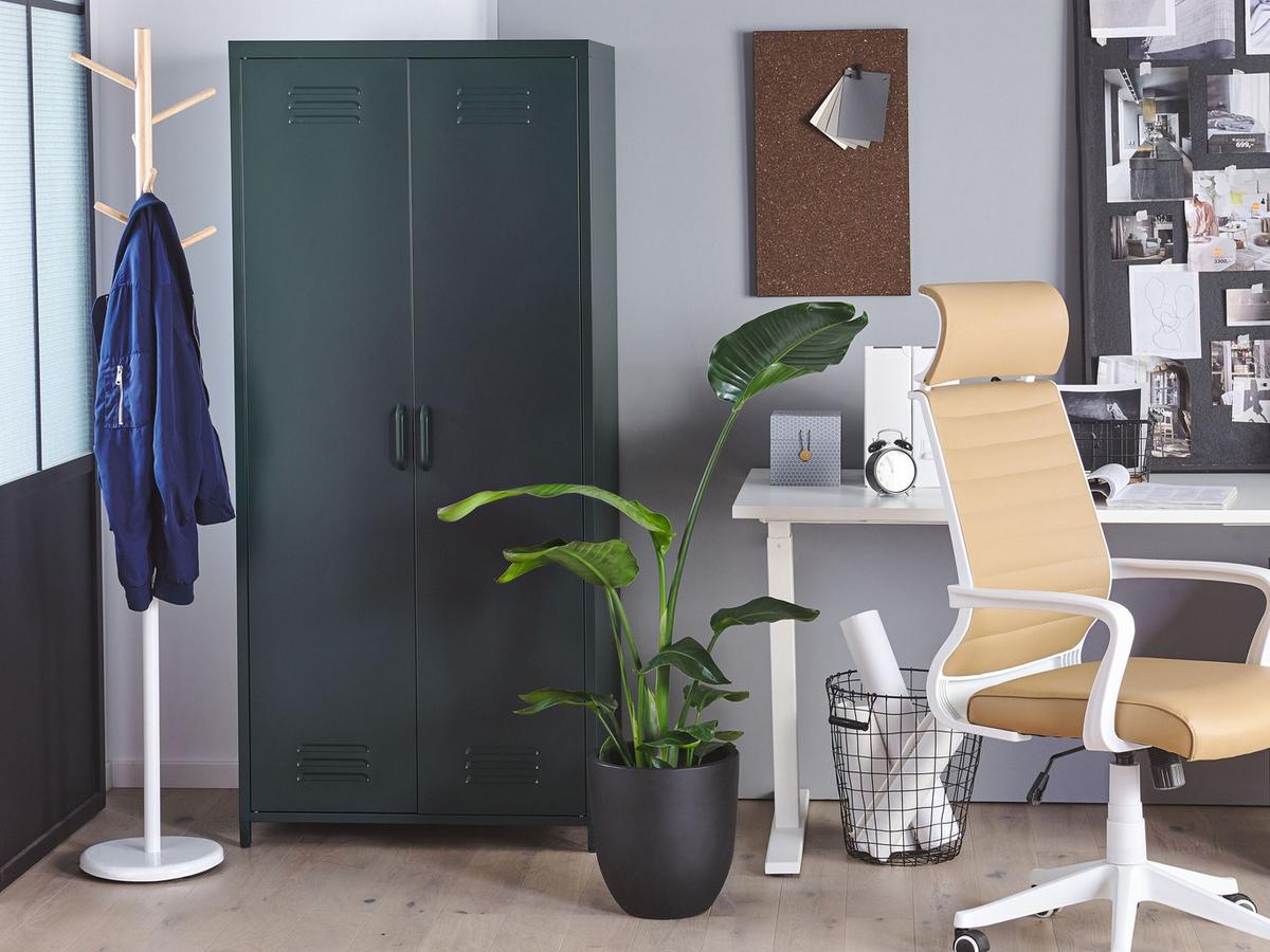 GARDEROBENSCHRANK Stahl dunkelgrau matt 4 Fächer Varna - Grau, Metall (76/171/50cm) - Beliani