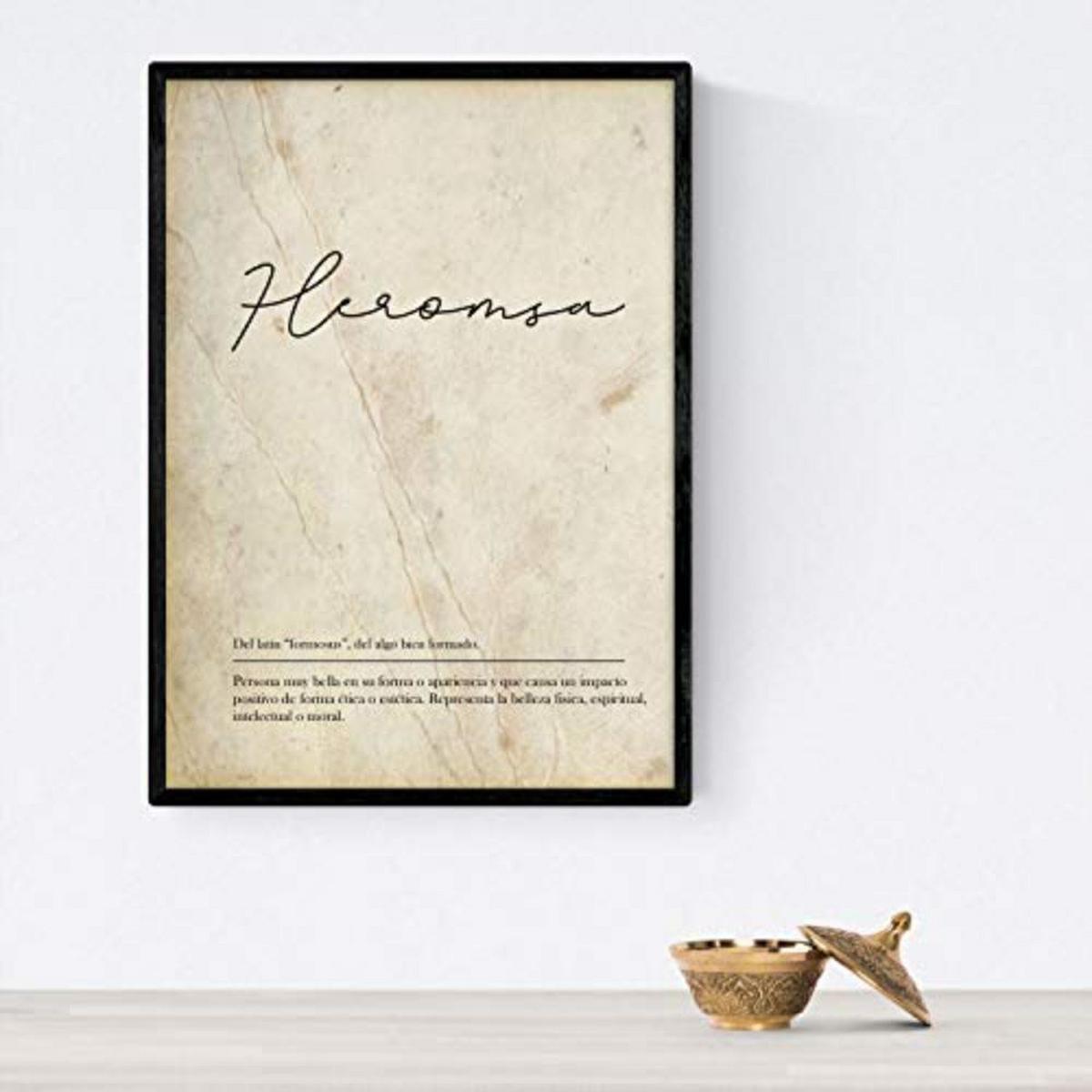 POSTER Set mit 4 Wortdefinitionen Mutter Weißen Nordic A3 Schwarzer Rahmen - Schwarz, Papier (29.7/3cm) - Nacnic