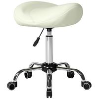 ROLLHOCKER PU Cremeweiß - Chromfarben/Creme, Leder/Kunststoff (48/71/48cm) - HOMCOM