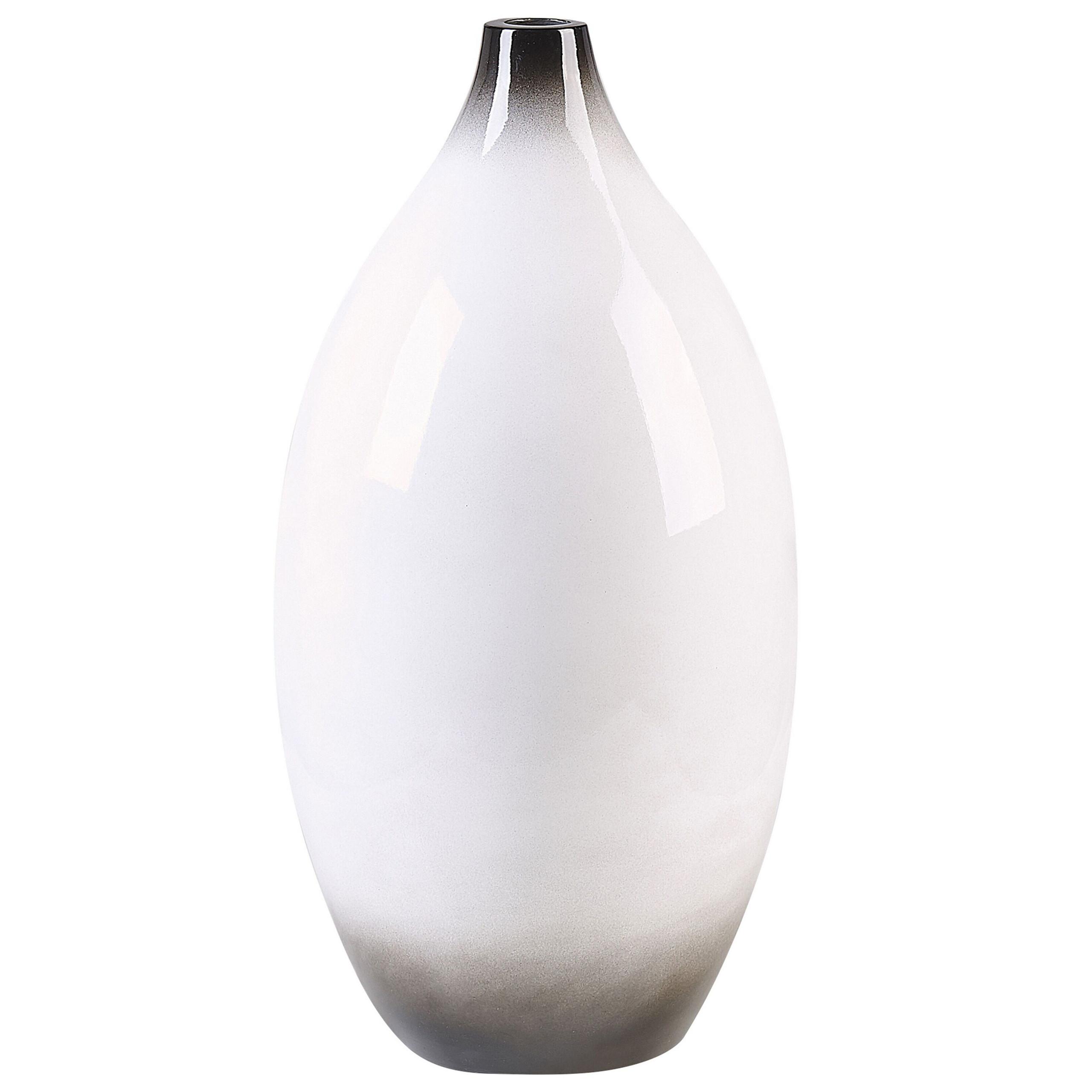 DEKOVASE Terrakotta weiß Baeza - Weiß, Stein (46cm) - Beliani