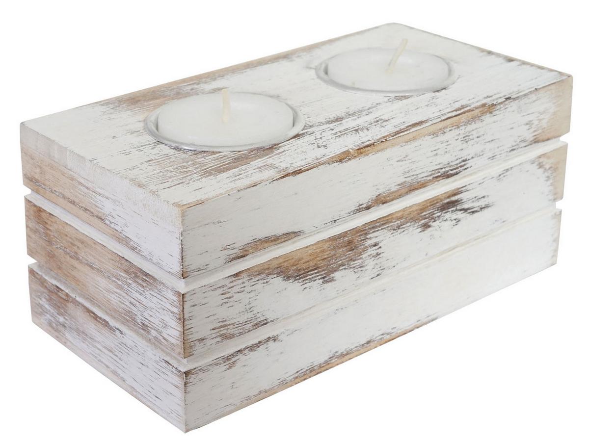 SET TEELICHTHALTER Reinweiß 3er-Set-Set - Weiß, Holz (7cm) - MCW