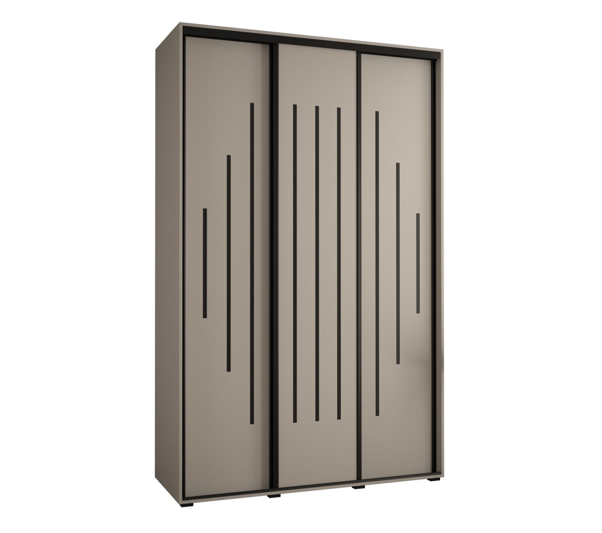 SCHWEBETÜRENSCHRANK 235,2/150/60 3-türig - Kaschmir/Schwarz, Holz/Metall (150/235.2/60cm) - MÖBEL KRYSPOL