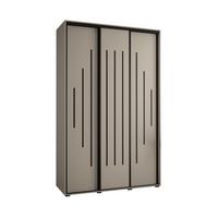 SCHWEBETÜRENSCHRANK 235,2/150/60 3-türig - Kaschmir/Schwarz, Holz/Metall (150/235.2/60cm) - MÖBEL KRYSPOL