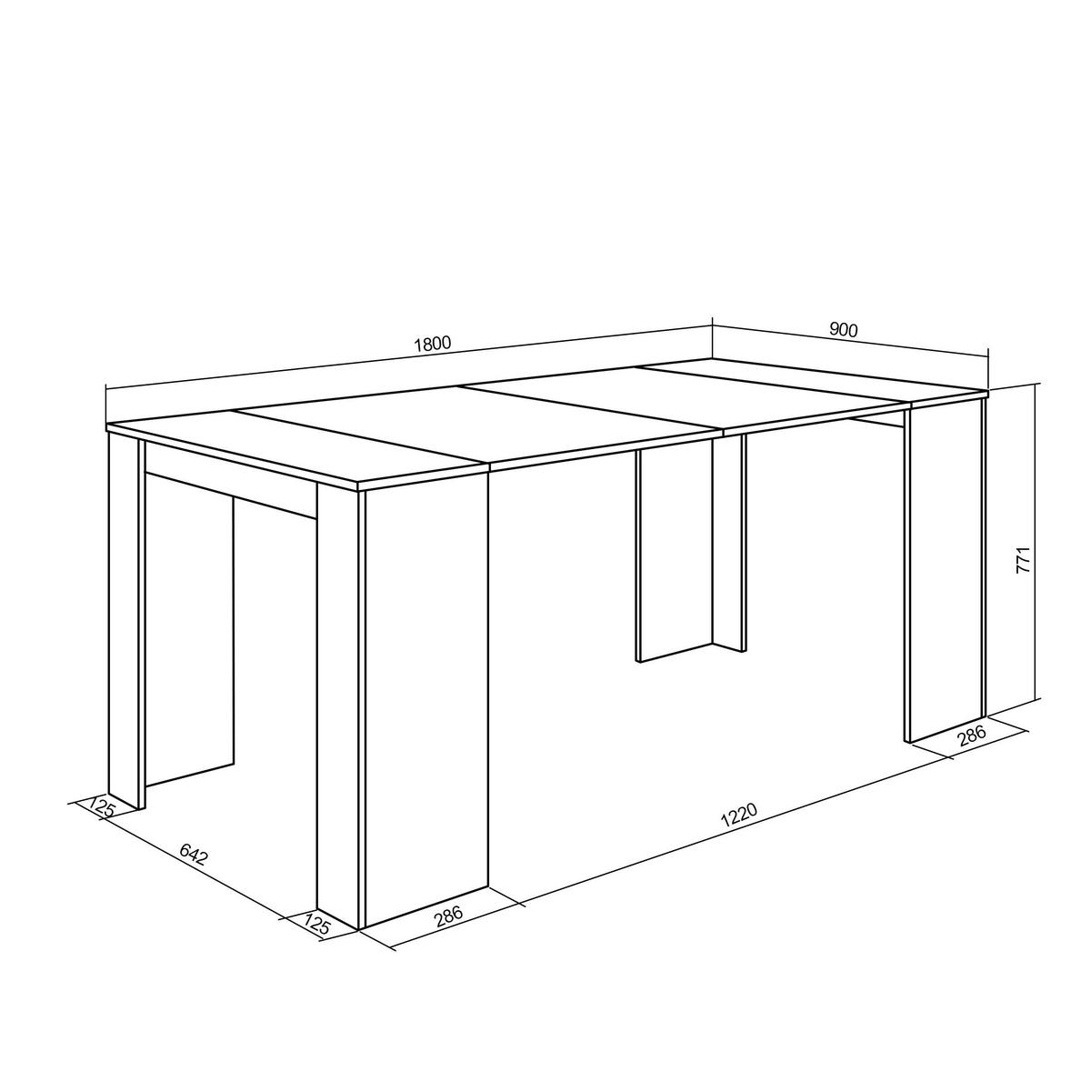 KONSOLENTISCH ausziehbar 58 bis 180cm, für 8 Gäste, eiche, 90/58/77cm - Eichefarben, Holzwerkstoff (90/180/77cm) - Skraut Home