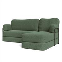 ECKSOFA SABI modulares Boneless Sofa mit Schlaffunktion Grün Boucle-Stoff - Grün, Textil (200/120cm) - MASSENO