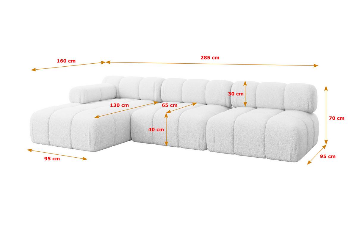 ECKSOFA modulares Sofa Razon-L2 - 285x160x70 cm Weiß Bouclé - Weiß, Holzwerkstoff/Textil (285/160cm) - ALTDECOR
