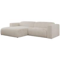 OFERTA WYCOFANA ECKSOFA PASADENA Beige Cord Links Seite - Beige/Schwarz, Kunststoff/Textil (180/288cm) - MKS