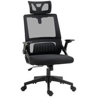 BÜROSTUHL Ergonomisch, Schreibtischstuhl mit Verstellbar Kopfstütze Mesh Schwarz - Schwarz, Textil (61/121.5/60cm) - Vinsetto