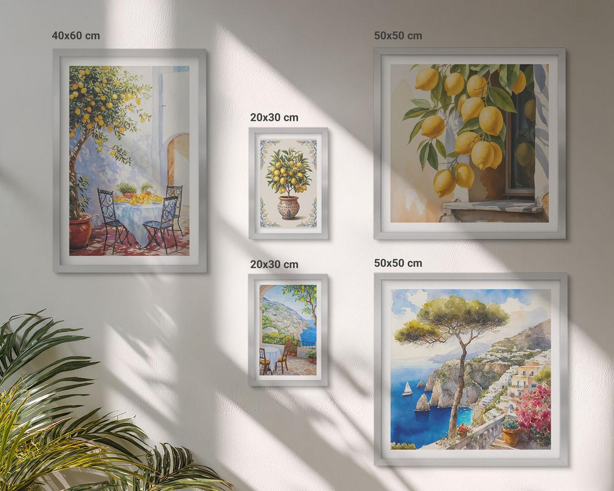 BILDER SET 5er Set - 50x50 cm & 20x30 cm & 40x60 cm Silberner Rahmen - Abstrakte Kranichberge - Silberfarben, Kunststoff (40/60cm) - TULUP