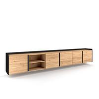 LOWBOARD, Eiche und Schwarz, Hängend, 309/35/50cm - Braun, Holzwerkstoff (310/50/35cm) - Skraut Home
