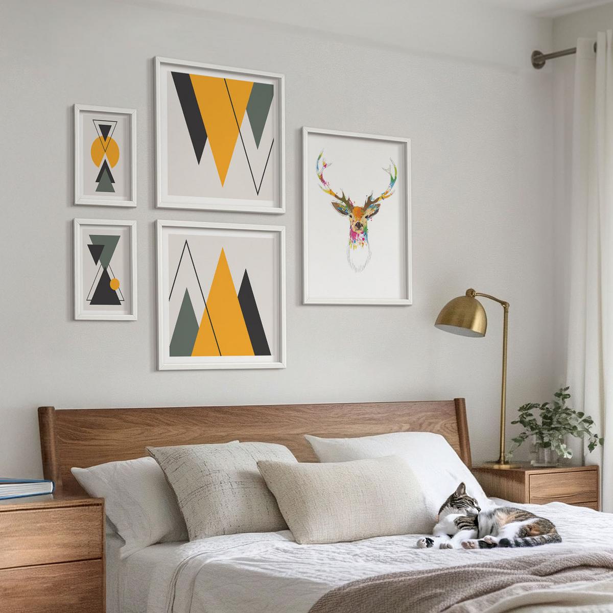 BILDER SET 5er Set - 50x50 cm & 20x30 cm & 40x60 cm Weißer Rahmen - Italienische Städte (Aquarell) - Weiß, Kunststoff (40/60cm) - TULUP