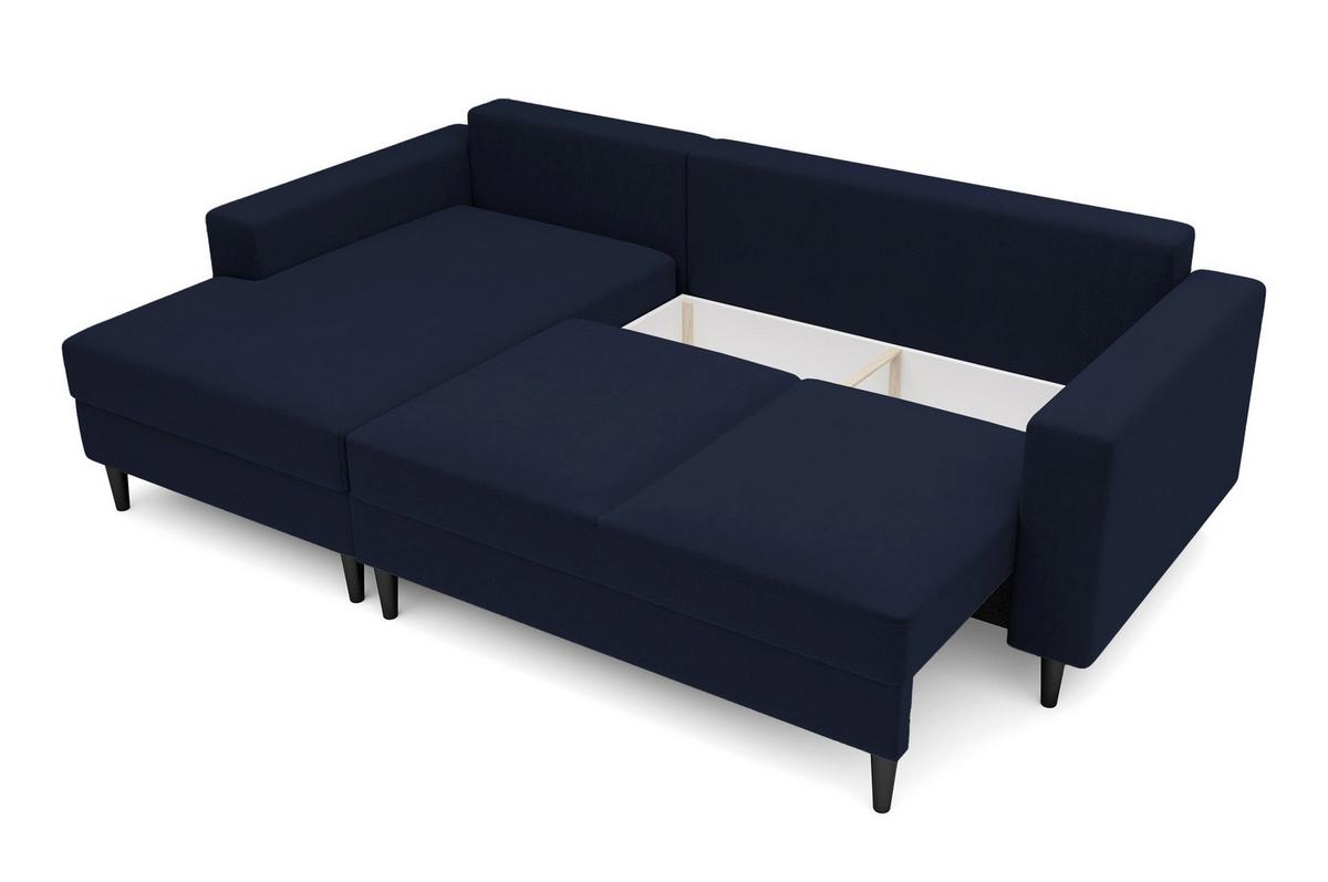 ECKSOFA Nalika Dunkelblau Velours - Schwarz/Dunkelblau, Holz/Textil (230/143cm) - Selsey