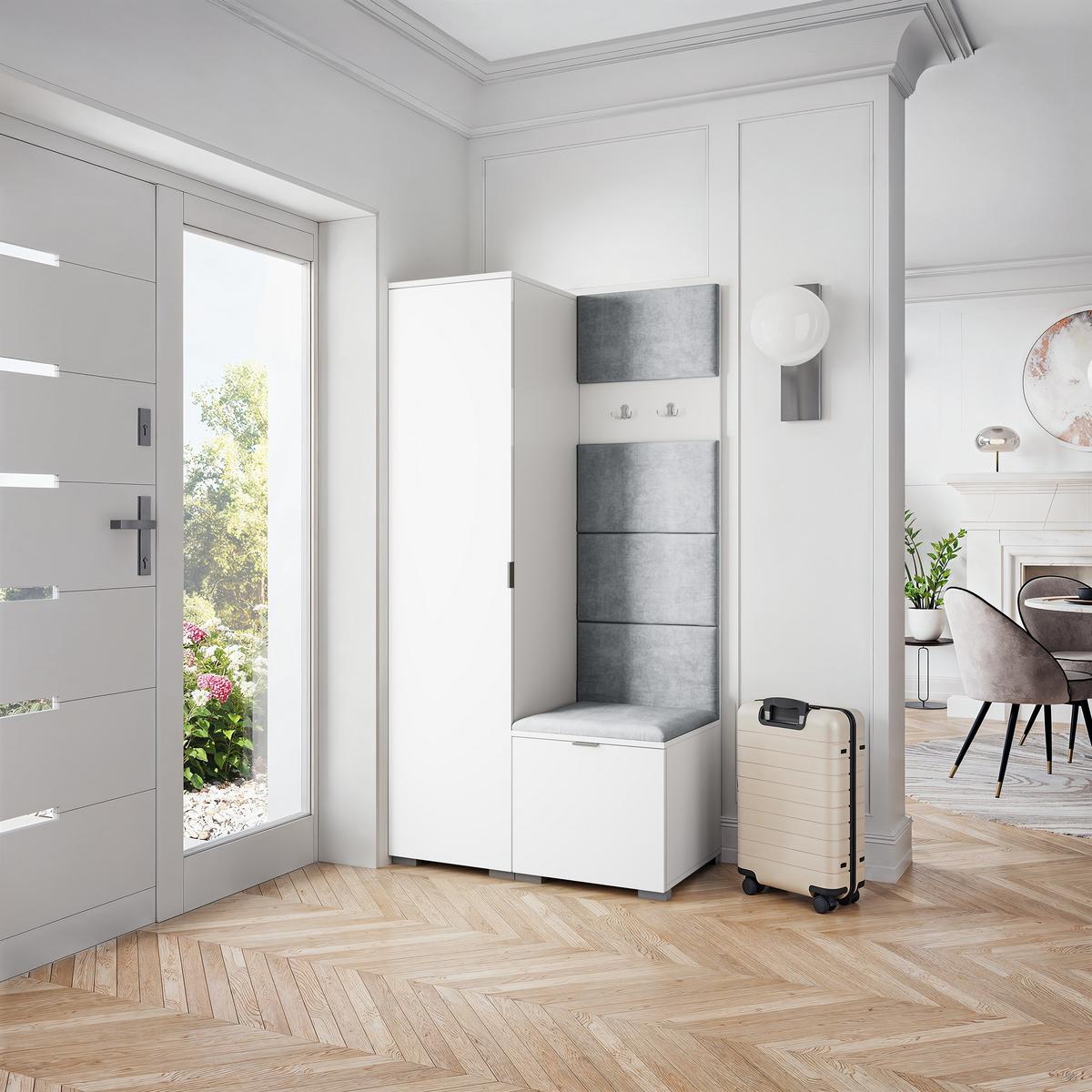 GARDEROBENSCHRANK LORI 95/181/51 cm Modern Weiß - Hellgrau/Weiß, Holzwerkstoff (95/181/51cm) - MASSENO