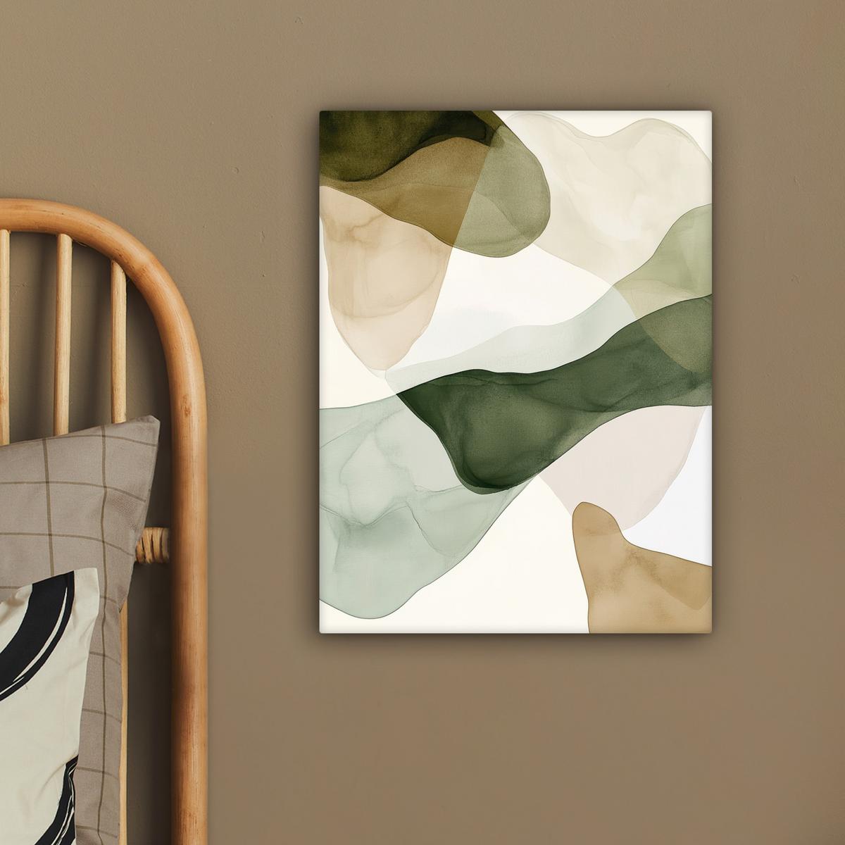 LEINWANDBILD Japandi - Abstrakt - Grün Room Decor 30x40 cm - Salbeigrün, Textil (30/40cm) - MuchoWow
