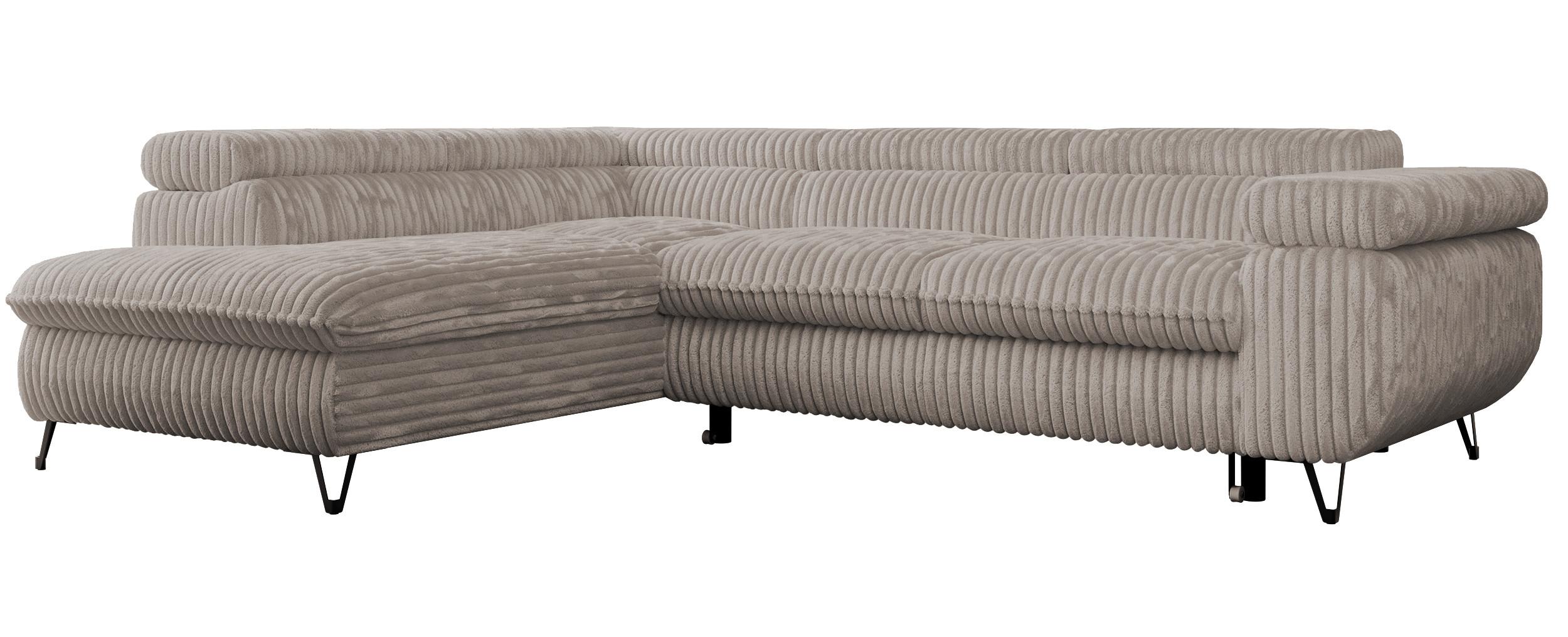 ECKSOFA PEDRO L Hellbraun Cord - Links Seite - Hellbraun/Schwarz, Textil/Metall (208/273cm) - MKS