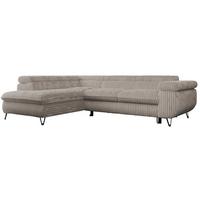 ECKSOFA PEDRO L Hellbraun Cord - Links Seite - Hellbraun/Schwarz, Textil/Metall (208/273cm) - MKS