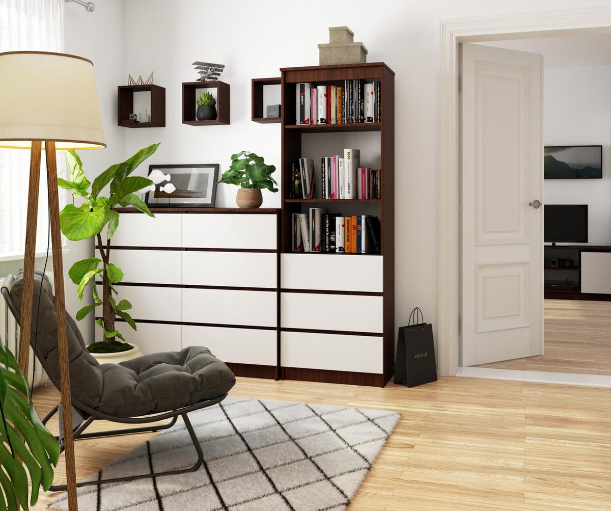 STANDREGAL Dunkelbraun, Weiß 180/60/35 - Dunkelbraun/Weiß, Holzwerkstoff (60/180/35cm) - RAUMHIRSCH FURNITURE