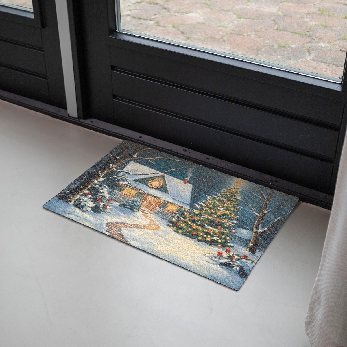 FUSSMATTE Weihnachten - Weihnachtsbaum - Winter - Zuhause - Schnee Schmutzfänger 60x40 cm - Multicolor, Kunststoff (60/0.4cm) - MuchoWow