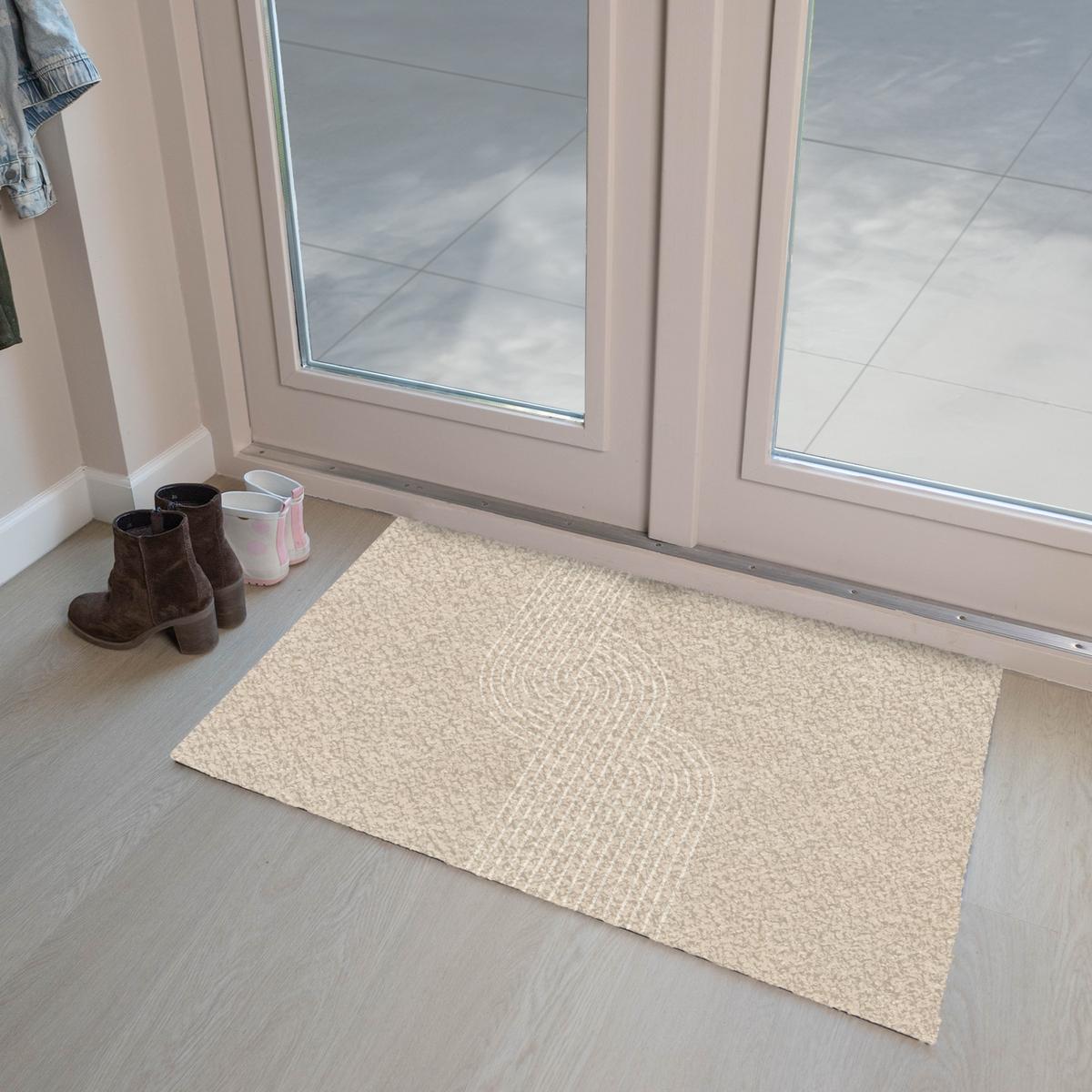 FUSSMATTE Parallele Linien - Leichte Textur - Beige Türmatte 90x60 cm - Beige, Kunststoff (90/0.4cm) - MuchoWow