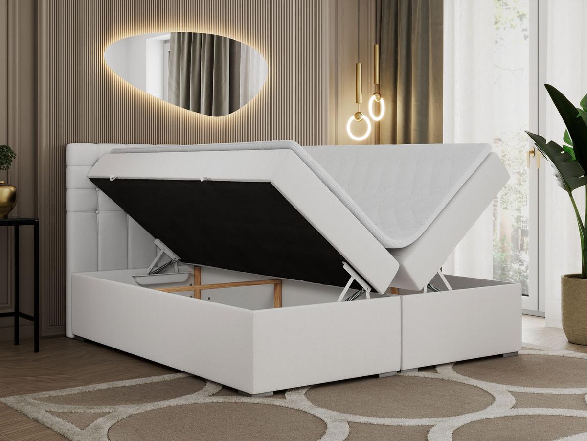 BOXBETT SUSAN 200/200 Weiß Kunstleder - H4 - Weiß, Holz/Textil (200/200cm) - MKS