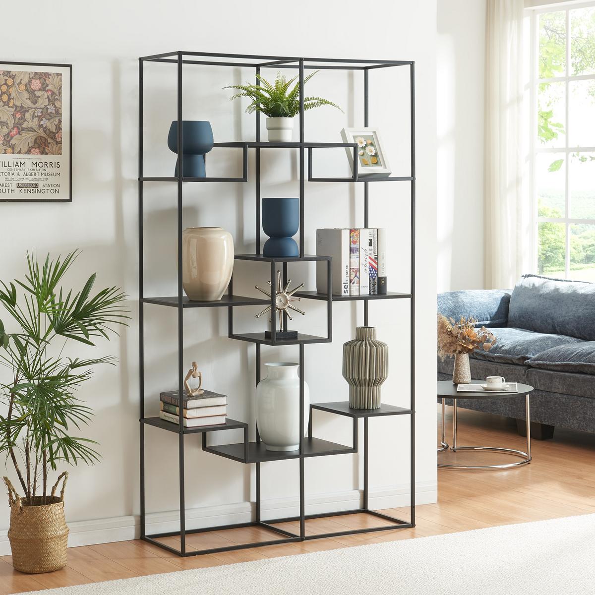 STANDREGAL Råde - Schwarz, Metall (100/180/35cm) - [en.casa]