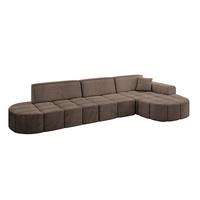 ECKSOFA Ottomane Rechts LIVO-L2 - 337x173x79,5 cm Braun - Braun, Holzwerkstoff/Textil (337/173cm) - ALTDECOR