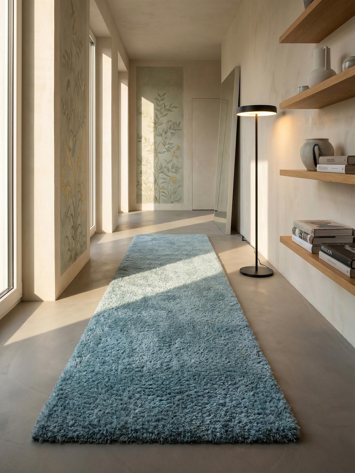 HOCHFLORTEPPICH SALZACH, einfarbig, Blau, 80 x 250 cm - Blau, Textil (250/80cm) - KADIMA DESIGN