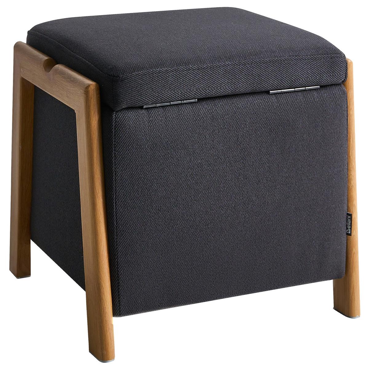 POUF mit Stauraum Stoff 45 cm Schwarz Edland - Schwarz, Textil (45/44/43cm) - Beliani