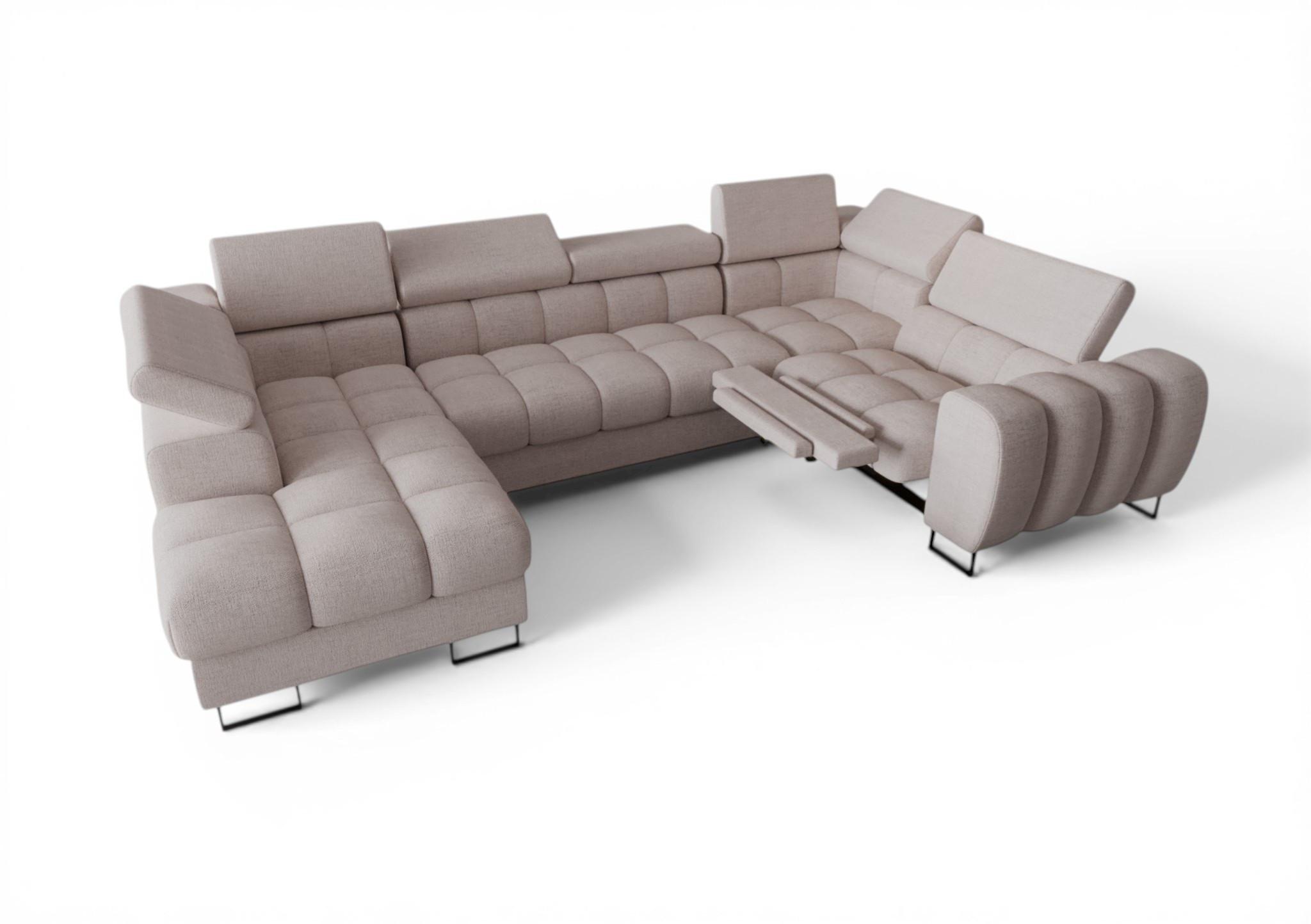 WOHNLANDSCHAFT Bastien Relax - Hellgrau, Holzwerkstoff/Textil (198/95/350cm) - Fun Möbel