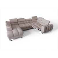 WOHNLANDSCHAFT Bastien Relax - Hellgrau, Holzwerkstoff/Textil (198/95/350cm) - Fun Möbel