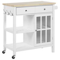 SERVIERWAGEN Weiß Genoa - Weiß/Braun, Holzwerkstoff (80/88/43cm) - Beliani