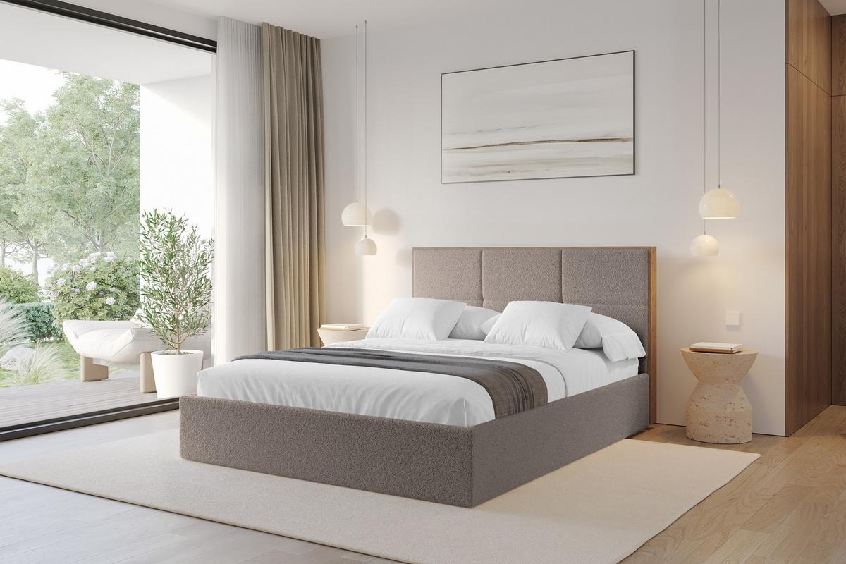 POLSTERBETT mit Bettkasten und Lattenrost, Boxbett ohne Matratze - LILA 140x200 Braun - Braun, Holzwerkstoff/Textil (140/200cm) - ALTDECOR