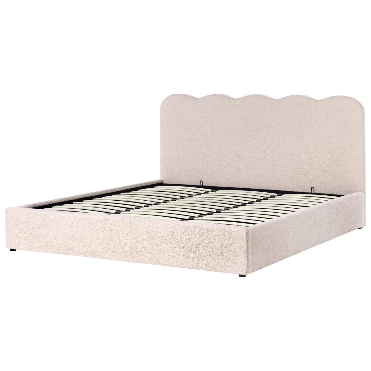 BETT mit Stauraum 180/200 Bouclé Beige Nanterre - Beige, Textil (180/200cm) - Beliani