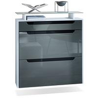 SCHUHSCHRANK Annie Grau Hochglanz / Schwarz Hochglanz - Schwarz/Grau, Holzwerkstoff (89/96/23cm) - Vladon