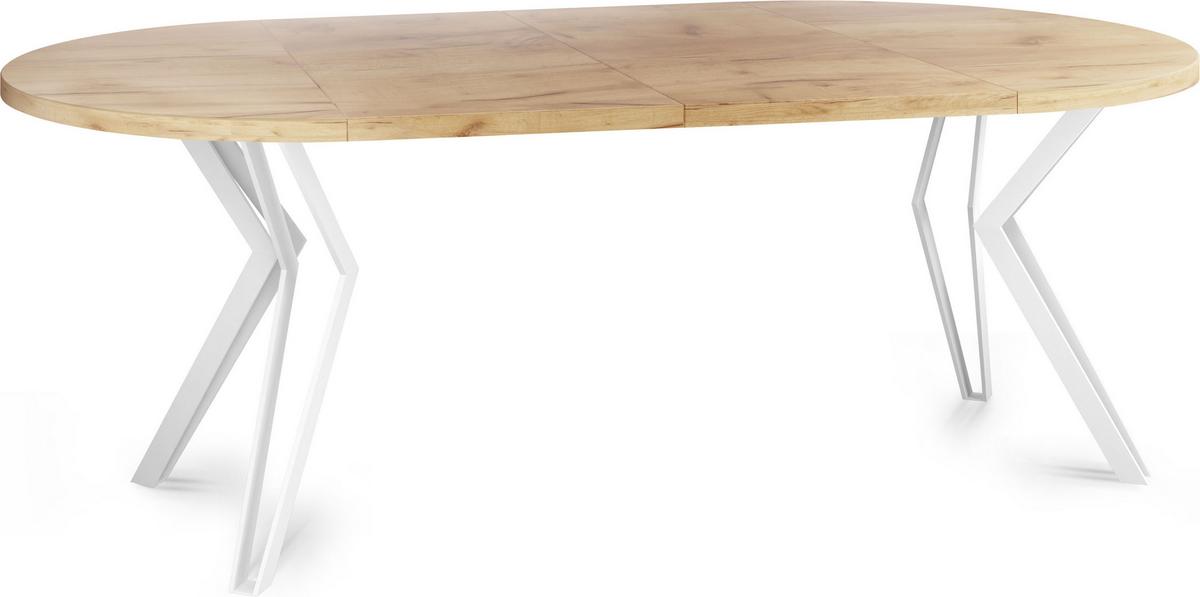 ESSTISCH Austin runder ausziehbarer, Craft Eiche 120-200/100/76 cm - Eiche Wotan/Weiß, Holzwerkstoff/Metall (120/200/76cm) - WFL GROUP
