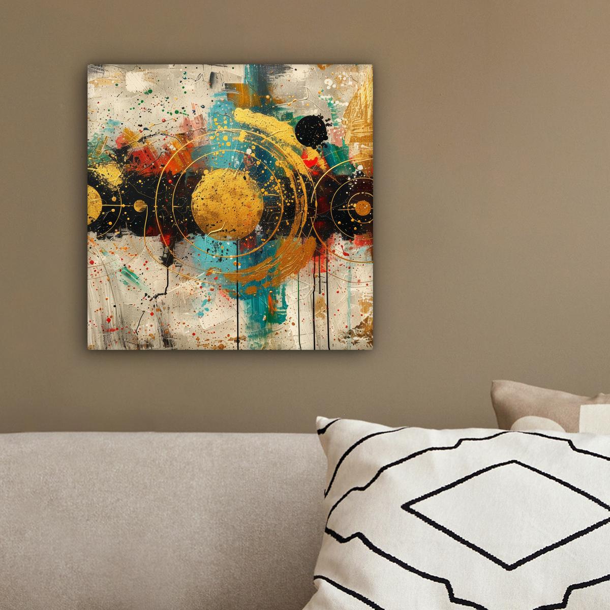 LEINWANDBILD Abstrakt - Kunst - Gold - Modern Deko Wohnzimmer 20x20 cm - Multicolor, Textil (20/20cm) - MuchoWow