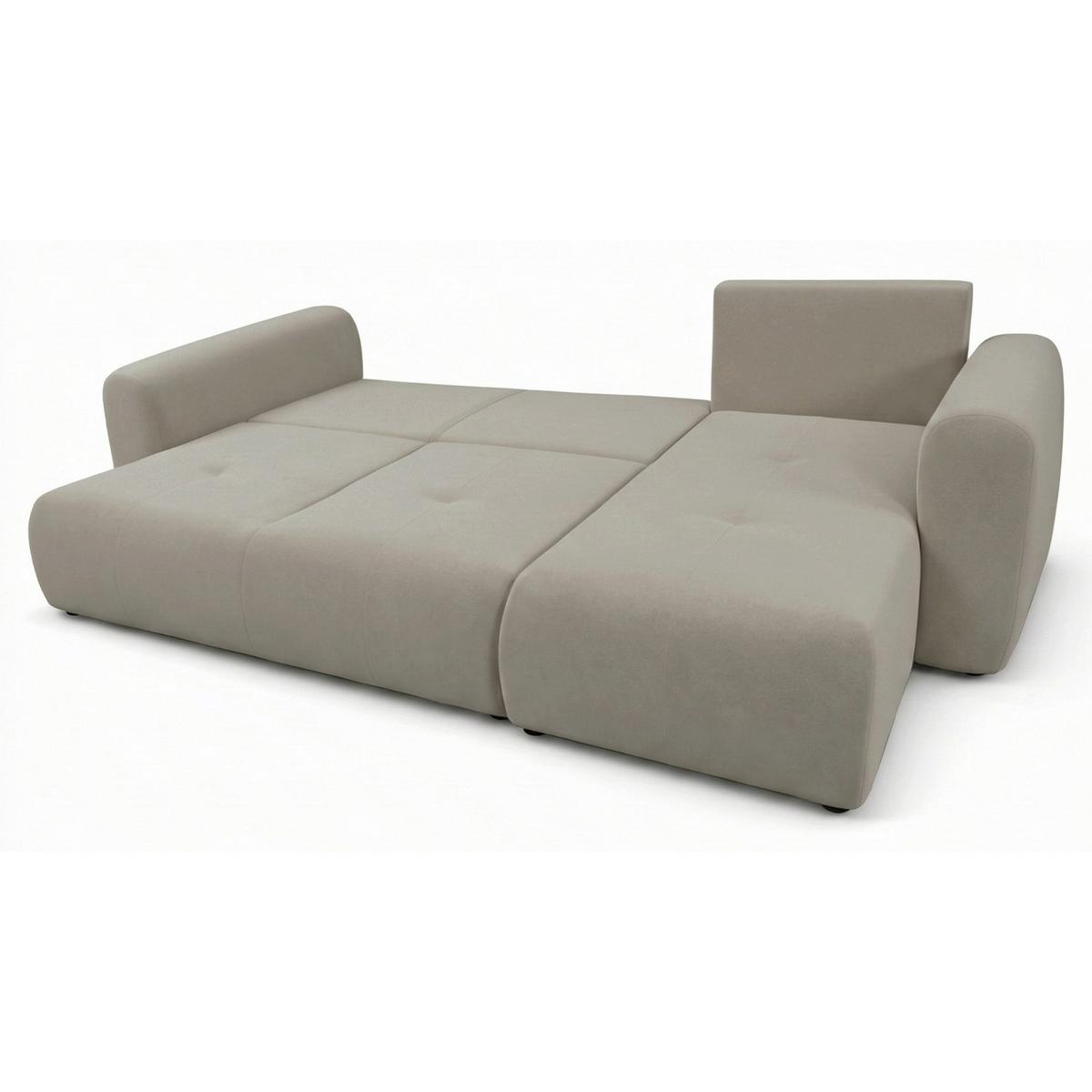 ECKSOFA Olido Beige-Samt - Beige/Schwarz, Kunststoff/Textil (245/150cm) - Selsey